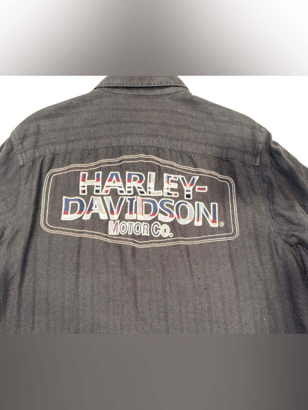 Harley Davidson Shirt Mens Grey Long Sleeve Button Up Embroidered Logo Sz M - Picture 5 of 8
